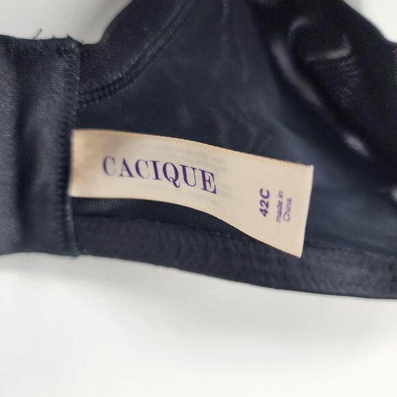 Cacique Black Adjustable Straps Back Full Coverage Underwire Bra Size 42C - Picture 2 of 4